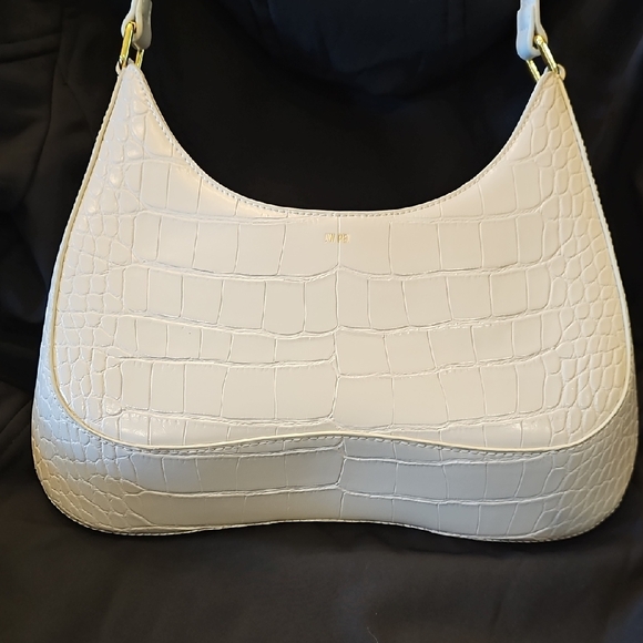 JW PEI Croc Embossed White, Gold Hardware, Ruby Shoulder Bag Purse - Picture 11 of 12